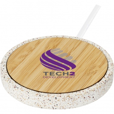 Logotrade Firmengeschenke das Foto: Terrazzo 10 W kabelloses Bambus-Ladepad
