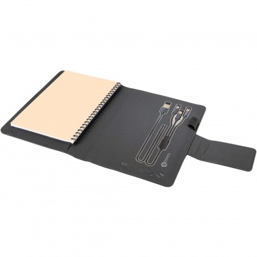 Logotrade Werbeartikel das Foto: SCX.design O16 A5 Notizbuch mit Powerbank und Leuchtlogo