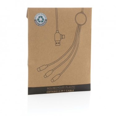 Logotrade Werbeartikel das Foto: Ontario 6-in-1 Kabel aus RCS recyceltem Kunststoff