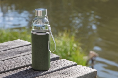 Logotrade Geschäftsgeschenke das Foto: Glasflasche mit Neopren-Sleeve