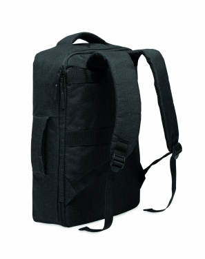 Logotrade Geschäftsgeschenke das Foto: Ein sicherer 15-Zoll-Laptop-Rucksack aus 300D RPET mit einer 210D RPET-Fütterung und individuell anpassbarem Druck