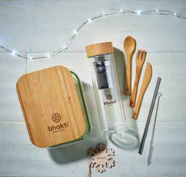 Logotrade Firmengeschenke das Foto: Lunchbox Glas mit Bambus