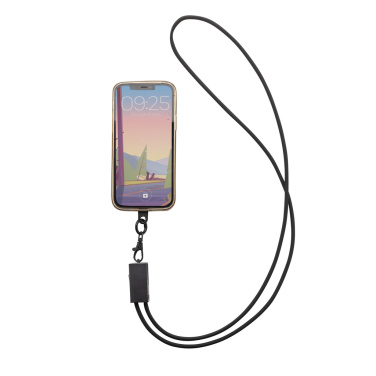 Logotrade Werbeartikel das Foto: Terra duales Ladekabel aus RCS recyceltem PET mit Lanyard