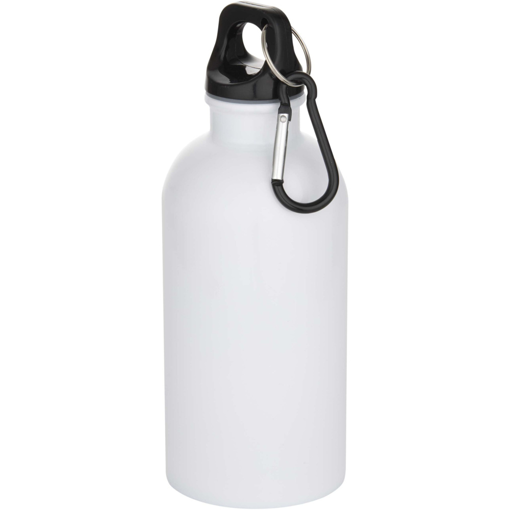 Logotrade Werbegeschenke das Foto: Oregon 400 ml RSC-zertifizierte einwandige Sublimation Trinkflasche aus recyceltem Edelstahl mit Karabinerhaken
