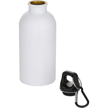 Logotrade Werbeartikel das Foto: Oregon 400 ml RSC-zertifizierte einwandige Sublimation Trinkflasche aus recyceltem Edelstahl mit Karabinerhaken