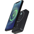 Acrab 15 W 10.000 mAh magnetische kabellose Powerbank mit 20 W PD aus recyceltem Kunststoff, Tiefschwarz
