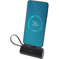 Alnair 10 W 5000 mAh Typ C Powerbank aus recyceltem Kunststoff mit integriertem Klappständer und 2 in 1 Kabel, Tiefschwarz