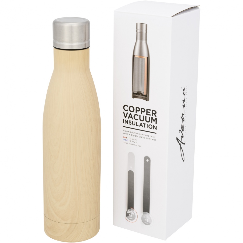 Logotrade promotional gift picture of: Vasa 500 ml wood-look copper vacuum insulated bottle