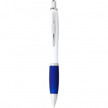 Logo trade advertising products picture of: Nash ballpoint pen with white barrel and coloured grip