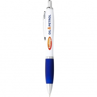 Logo trade promotional gifts image of: Nash ballpoint pen with white barrel and coloured grip