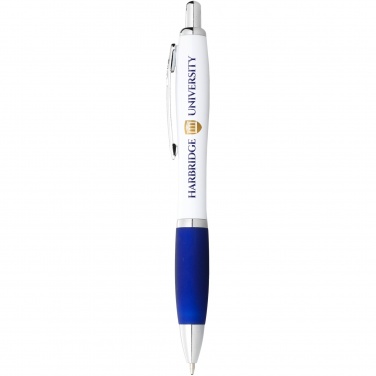 Logo trade corporate gift photo of: Nash ballpoint pen with white barrel and coloured grip