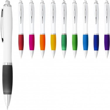 Logo trade promotional merchandise picture of: Nash ballpoint pen white barrel and coloured grip