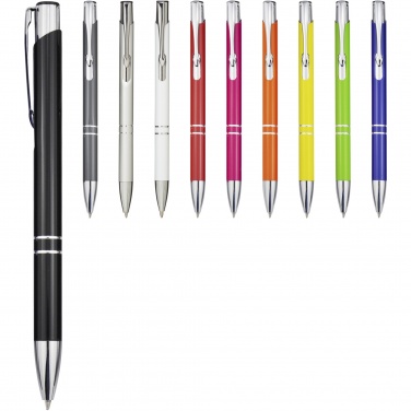 Logo trade promotional merchandise picture of: Moneta aluminium click ballpoint pen (blue ink)