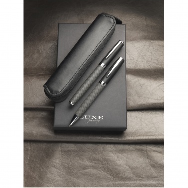 Logo trade promotional products image of: Carbon duo pen gift set with pouch