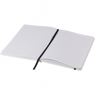 Logo trade promotional merchandise photo of: Spectrum A5 white notebook with coloured strap
