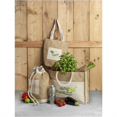 Logotrade promotional giveaway image of: Mumbay cotton pocket jute tote bag 18L