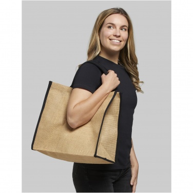 Logo trade promotional merchandise picture of: Harry coloured edge jute tote bag 25L