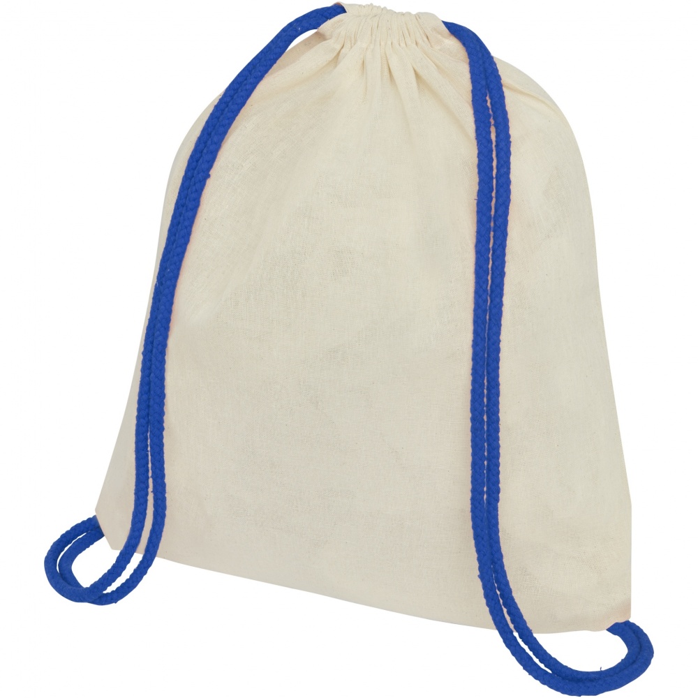 Logo trade advertising products picture of: Oregon 100 g/m² cotton drawstring bag with coloured cords 5L