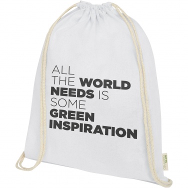 Logotrade promotional item picture of: Orissa 100 g/m² organic cotton drawstring bag 5L