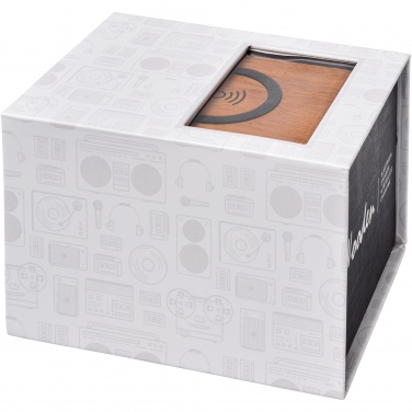 Logo trade advertising products image of: Wooden 3W speaker with wireless charging pad
