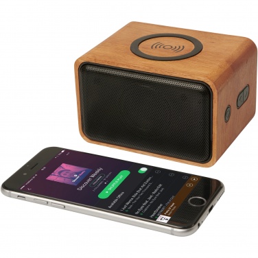 Logotrade business gifts photo of: Wooden 3W speaker with wireless charging pad