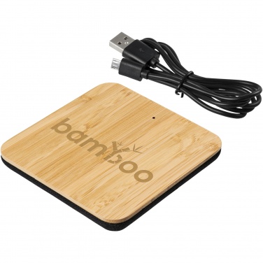 Logotrade promotional product image of: Leaf 5W bamboo and fabric wireless charging pad