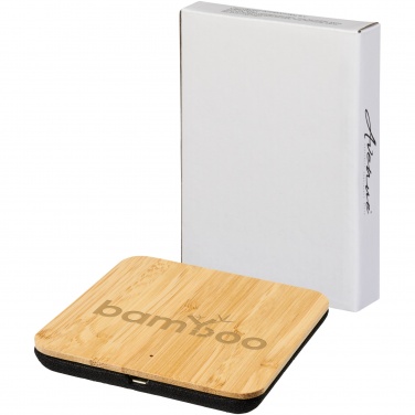 Logo trade advertising products picture of: Leaf 5W bamboo and fabric wireless charging pad