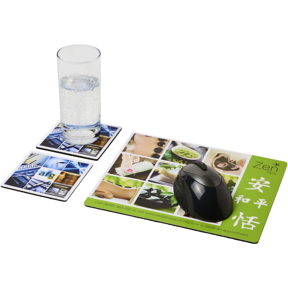 Logo trade promotional merchandise image of: Q-Mat® mouse mat and coaster set combo 3