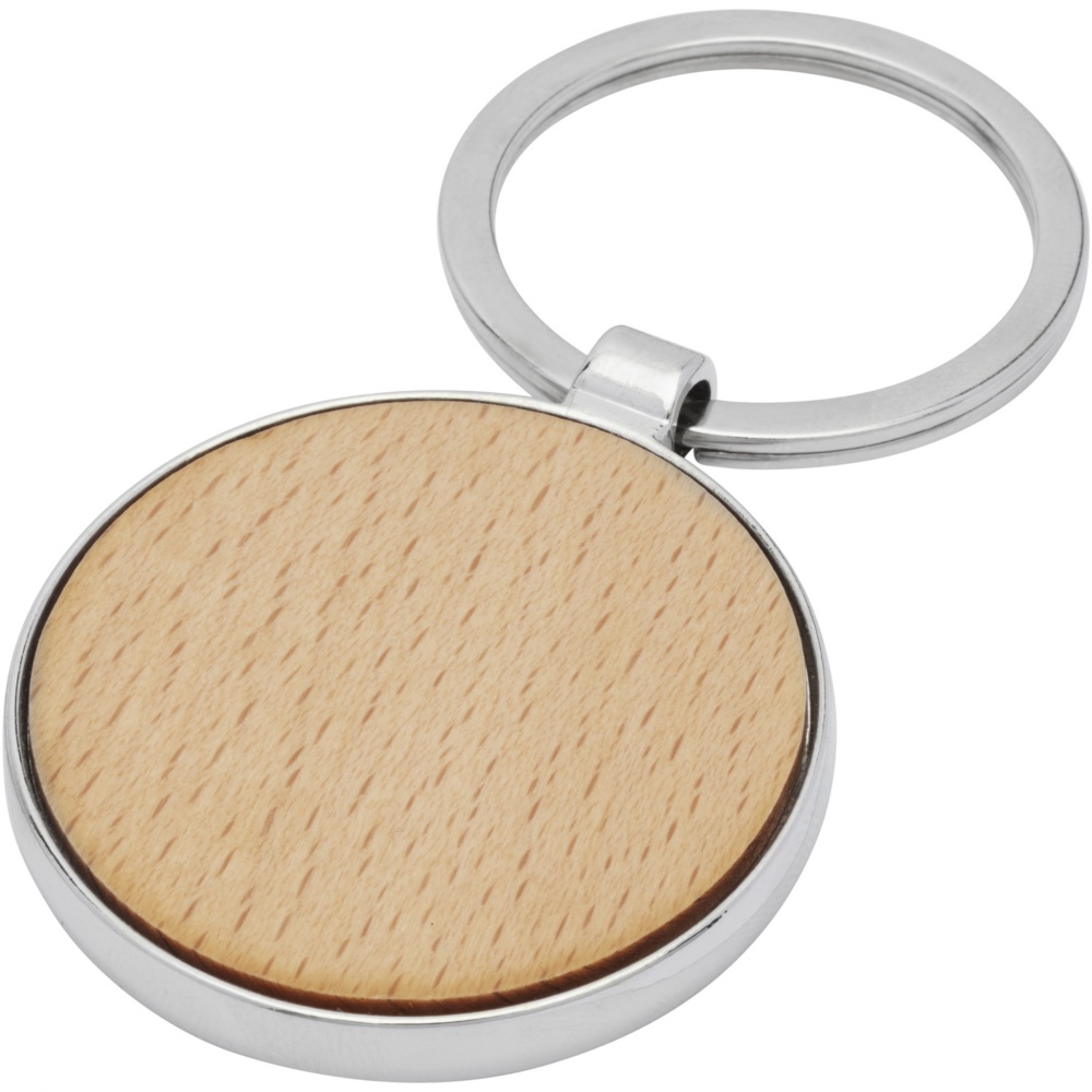 Logo trade promotional giveaway photo of: Moreno beech wood round keychain
