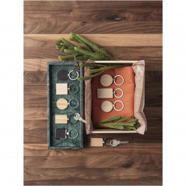 Logo trade promotional giveaways image of: Mauro beech wood rectangular keychain