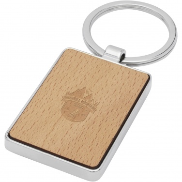 Logo trade promotional item photo of: Mauro beech wood rectangular keychain