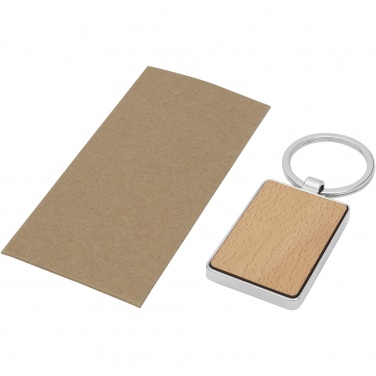 Logo trade promotional gift photo of: Mauro beech wood rectangular keychain