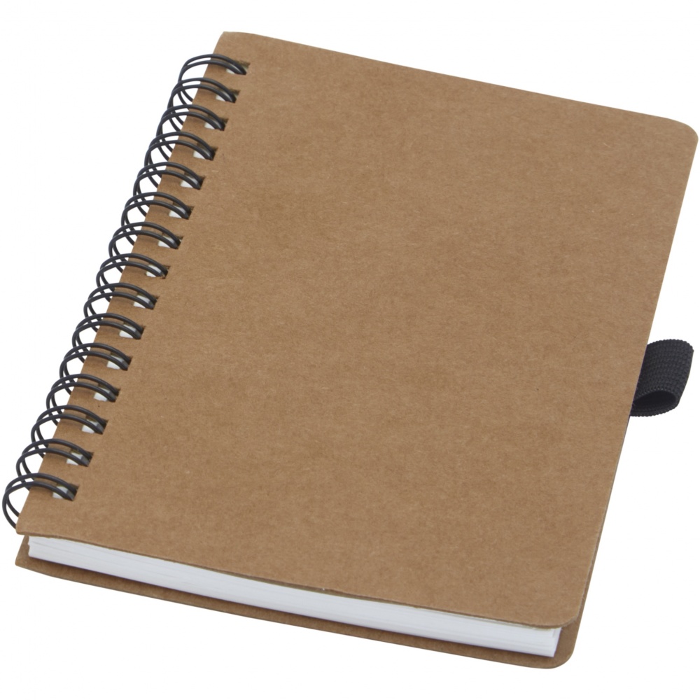 Logo trade promotional giveaways image of: Cobble A6 wire-o recycled cardboard notebook with stone paper
