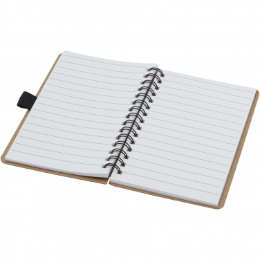Logo trade promotional merchandise image of: Cobble A6 wire-o recycled cardboard notebook with stone paper