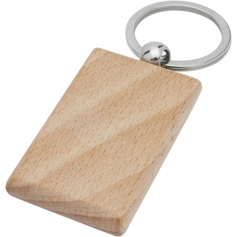 Logo trade promotional products image of: Gian beech wood rectangular keychain