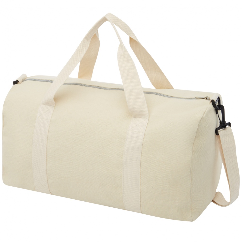 Logo trade promotional merchandise photo of: Pheebs 450 g/m² recycled cotton and polyester duffel bag 24L