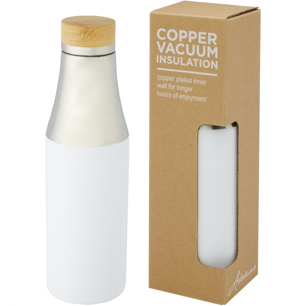 Logo trade promotional merchandise image of: Hulan 540 ml copper vacuum insulated stainless steel bottle with bamboo lid