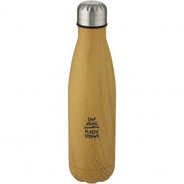 Logo trade promotional items image of: Cove 500 ml vacuum insulated stainless steel bottle with wood print