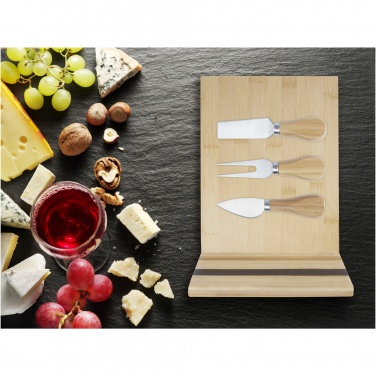Logo trade advertising products image of: Mancheg bamboo magnetic cheese board and tools