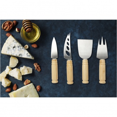 Logo trade business gift photo of: Cheds 4-piece bamboo cheese set