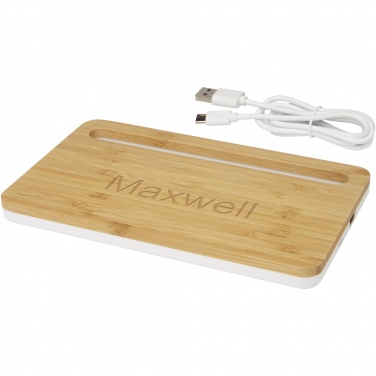 Logo trade corporate gifts picture of: Medake 10W bamboo wireless charger