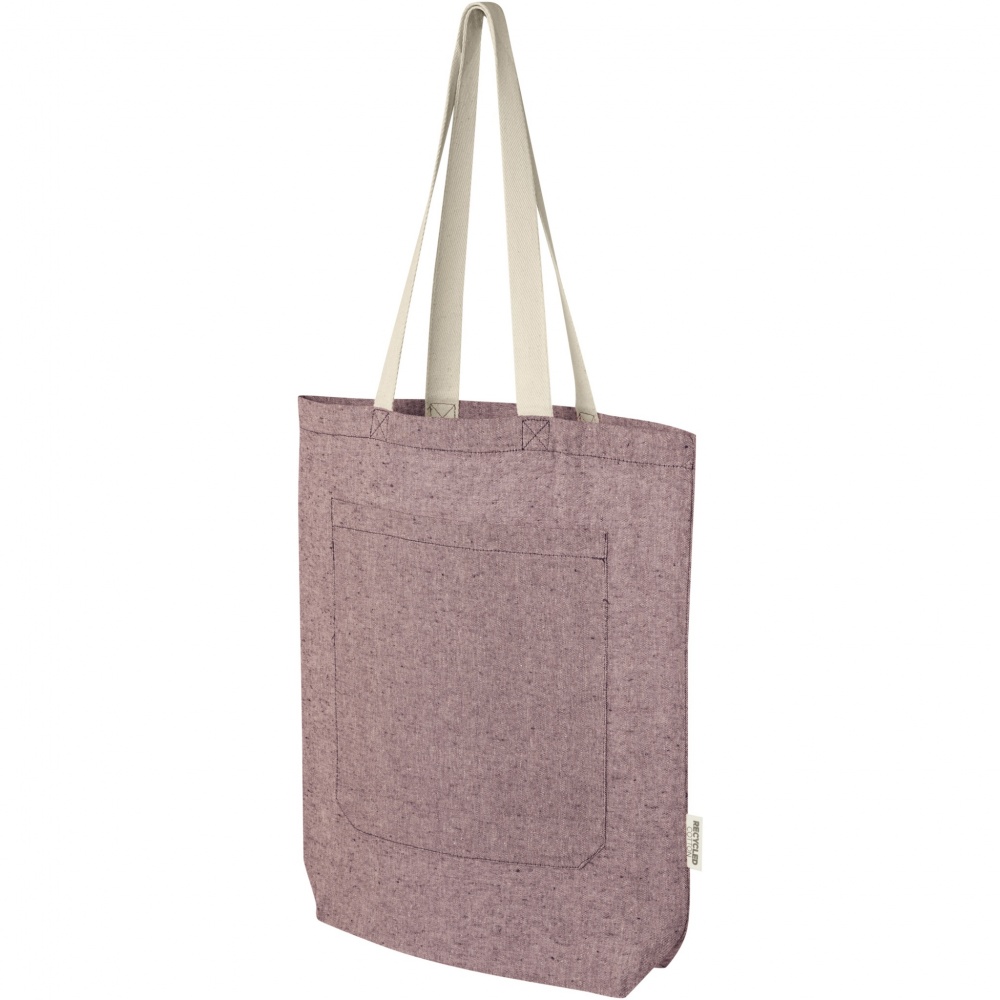 Logotrade promotional product picture of: Pheebs 150 g/m² recycled cotton tote bag with front pocket 9L