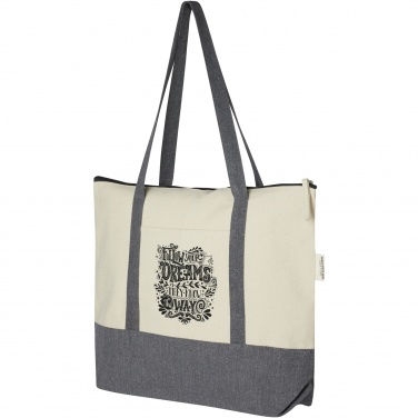Logotrade promotional item picture of: Repose 320 g/m² recycled cotton zippered tote bag 10L