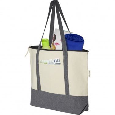 Logo trade promotional giveaways image of: Repose 320 g/m² recycled cotton zippered tote bag 10L