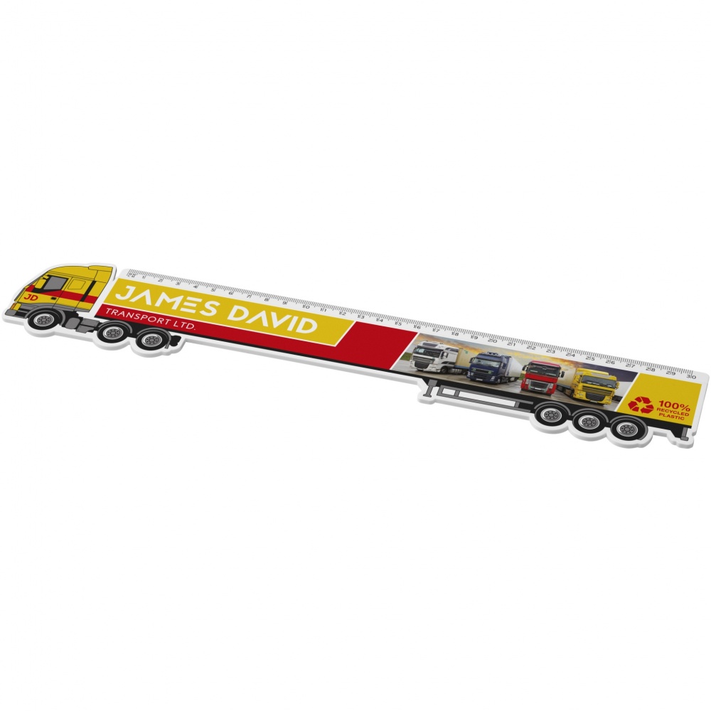 Logo trade business gifts image of: Tait 30cm lorry-shaped recycled plastic ruler