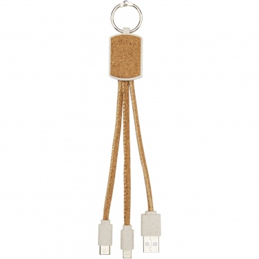 Logotrade advertising products photo of: Bates wheat straw and cork 3-in-1 charging cable