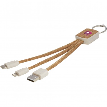 Logotrade promotional giveaway picture of: Bates wheat straw and cork 3-in-1 charging cable