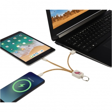 Logotrade corporate gift picture of: Bates wheat straw and cork 3-in-1 charging cable