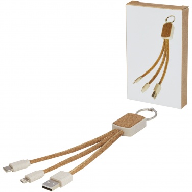 Logotrade promotional product picture of: Bates wheat straw and cork 3-in-1 charging cable