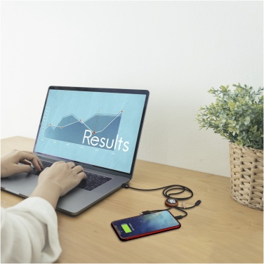 Logotrade promotional merchandise picture of: SCX.design C36 3-in-1 rPET light-up logo extended charging cable with round bamboo casing